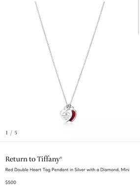 Tiffany & Co. Silver Double Heart Pendant with Red Enamel